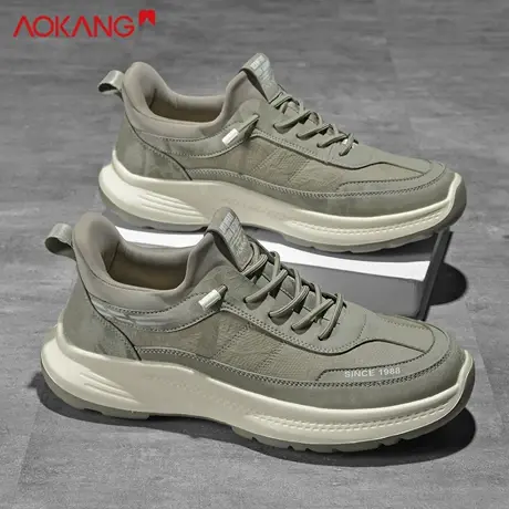 奥康闪穿鞋秋季休闲男鞋通勤鞋一脚蹬舒适皮面轻便阿甘运动跑步鞋商品大图