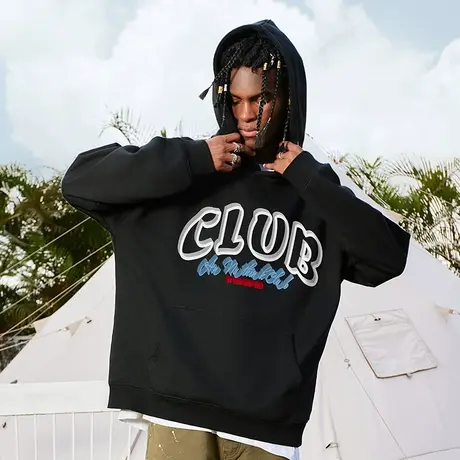 Nuthink美式字母嘻哈潮牌连帽卫衣男420g重磅街头情侣冬季外套潮图片