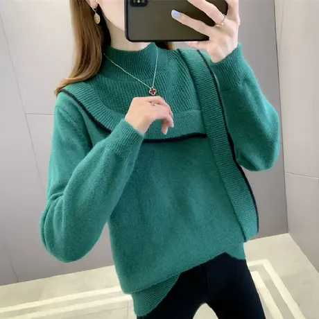 半高领毛衣女秋冬2023新款内搭打底衫女洋气针织衫女装长袖上衣厚商品大图