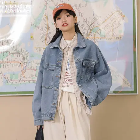 春秋网红炸街牛仔外套女宽松bf风韩版百搭ins潮夹克港味复古上衣图片