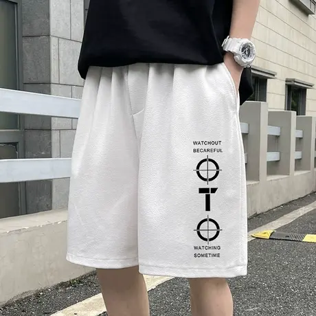 日系复古印花薄款短裤男夏季ins潮牌港风高街大裤衩沙滩五分裤子商品大图