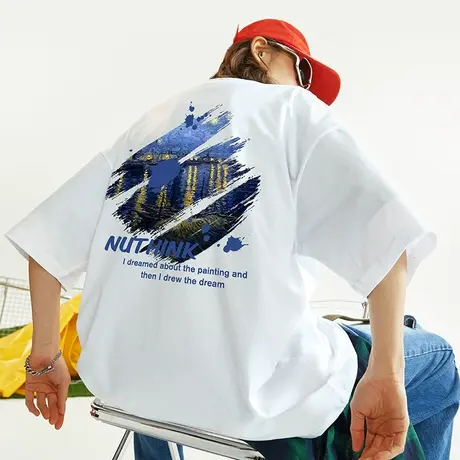 Nuthink美式潮流夏季chic短袖T恤男潮牌ins宽松大码肥佬半截袖潮商品大图