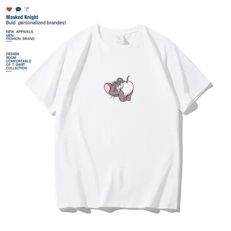 夏季新款潮牌港风卡通短袖t恤男纯棉潮流圆领学生休闲半袖体恤衫商品大图