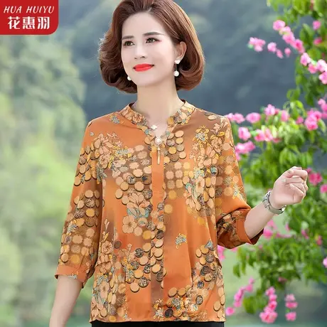 妈妈春装洋气小衫衣服中年人七分袖上衣中老年女春夏t恤2023新款图片
