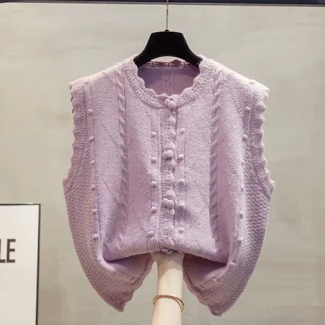 圆领针织开衫马甲背心女2023秋装新款宽松外穿上衣外搭毛衣坎肩潮图片