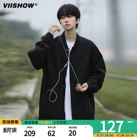 VIISHOW外套男春秋季日系复古休闲工装宽松潮牌飞行员夹克棒球服商品大图