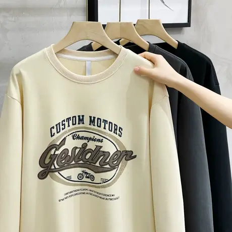 印花卫衣男春秋2023新款日系潮流ins宽松男士圆领t恤长袖休闲外套商品大图