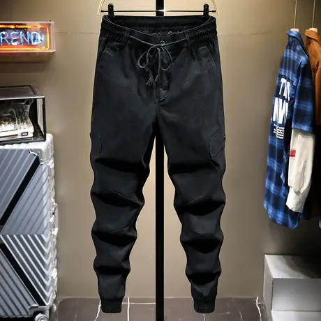 秋季新款黑色工装裤男潮牌宽松束脚百搭男士休闲裤韩版潮流学生潮商品大图