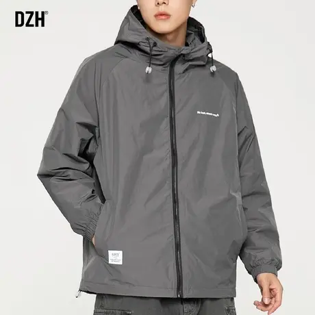男士深灰色外套男春秋季连帽百搭休闲夹克韩版潮流男装2023年新款商品大图
