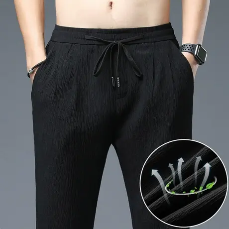 亚麻裤棉麻夏季超薄款冰丝修身小脚休闲裤子男款男士2023新款男裤图片