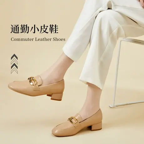 达芙妮女鞋2022新款春季黑色通勤皮鞋女生时尚百搭正装小皮鞋低跟图片