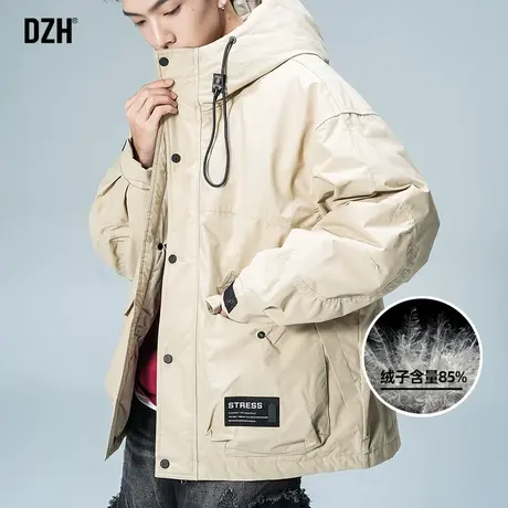 男生工装羽绒服男款冬季加厚潮牌连帽外套2023新款保暖羽绒衣宽松图片