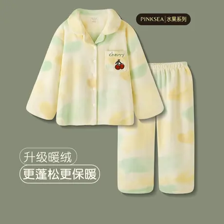 Pinksea睡衣女款冬季加厚法兰绒保暖家居服秋冬新款大码女款套装商品大图