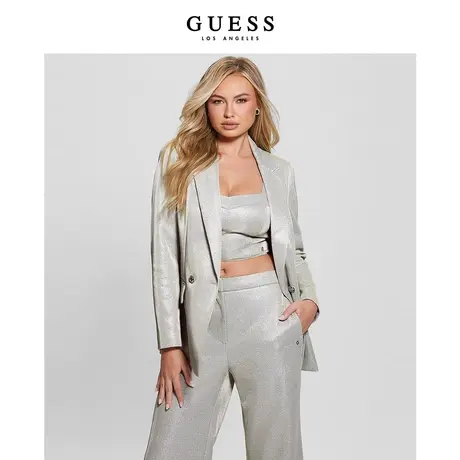 【38上新季】GUESS24年新款春女士时尚显瘦金属质感轻熟气质西装商品大图