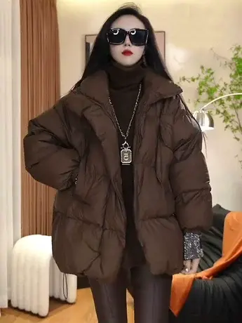 欧货重磅秋冬季新款女装2023高级设计感羽绒棉服外套小众穿搭上衣图片