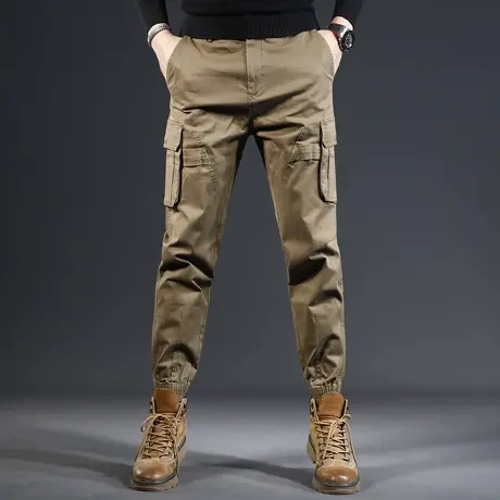 卡其休闲工装裤男冬季加绒加厚宽松束脚潮牌2023新款男士裤子秋冬商品大图