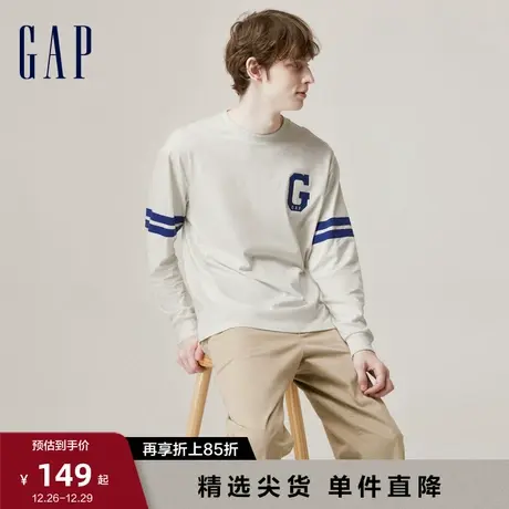 【断码优惠】Gap男女装春秋LOGO宽松落肩T恤高级休闲上衣773179图片