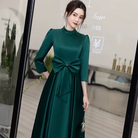晚礼服裙女2023新款长款大码高级感主持人宴会高端大气上档次绿色图片