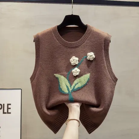 圆领针织马甲背心女2024春秋新款宽松外穿马夹叠穿外搭毛衣坎肩潮商品大图