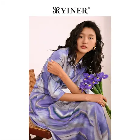 YINER音儿女装夏季法式优雅含桑蚕丝衬衫复古POLO领上衣图片