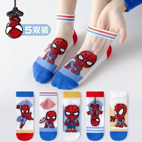 儿童袜子网眼透气夏季薄款卡通防臭宝宝小孩袜男女童中大童短袜图片