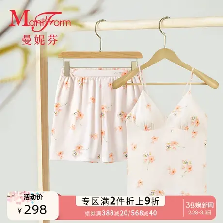 曼妮芬女士性感吊带背心短裤休闲家居国风印花舒适起居服20310937商品大图