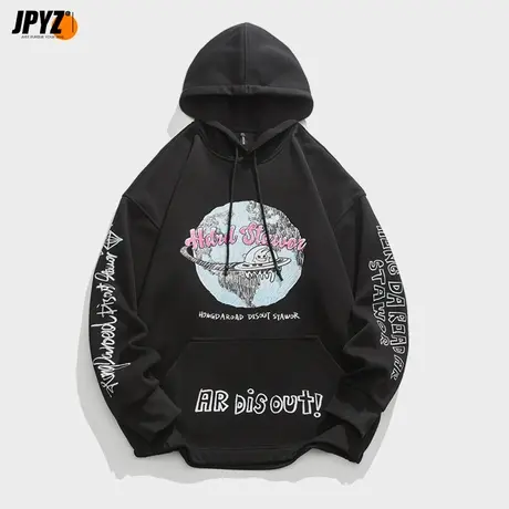 美式连帽卫衣男冬款潮牌美式oversize高街情侣外套2023春款帽衫商品大图