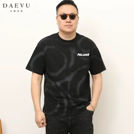 大依无忧夏季大码男装洗水年青潮胖子加肥加大圆领男士短袖t恤图片