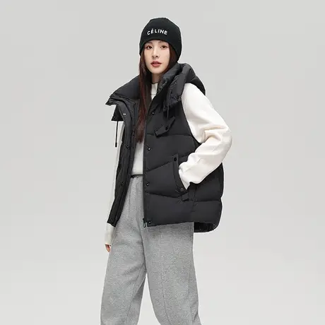 雪中飞羽绒马甲女2023新款冬季短款连帽休闲保暖时尚宽松背心坎肩图片