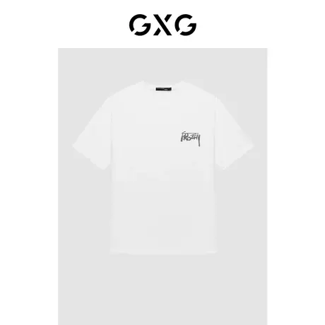 GXG男装 潮流时尚字母印花宽松舒适时尚情侣短袖T恤男 23年清仓款商品大图