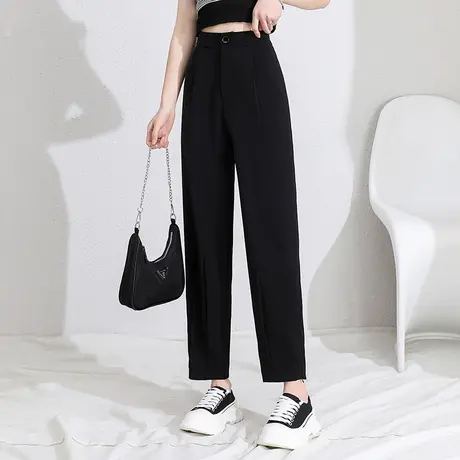 黑色宽松哈伦裤女春夏2023新款时尚显瘦小个子休闲裤百搭九分裤子商品大图