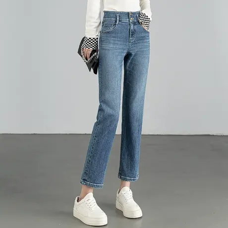 高腰窄版直筒牛仔裤女2023年新款春季休闲九分裤子春秋女裤烟管裤商品大图