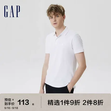 Gap男装夏季2023新款LOGO通勤短袖POLO衫611572基础款休闲上衣商品大图