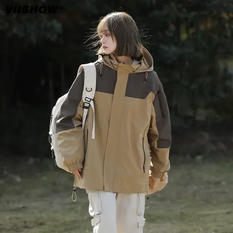 VIISHOW潮牌冲锋夹克外套男2023春季拼色工装机能风登山服休闲夹商品大图