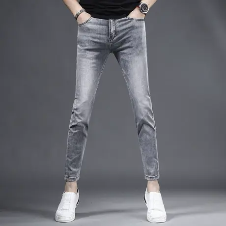 2023新款夏季爆款九分牛仔裤男修身小脚冰丝弹力休闲男士裤子9分商品大图