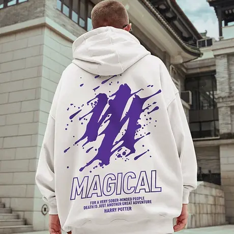 oversize卫衣男连帽欧美潮牌胖子嘻哈宽松潮流港风加肥加大码外套商品大图