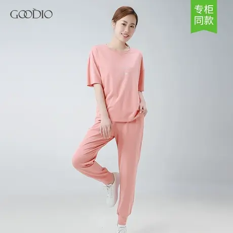 歌帝商场同款夏季女士睡衣家居服九分裤宽松短袖纯棉韩版GDB0166商品大图