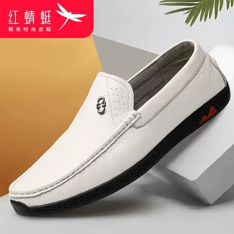 红蜻蜓男鞋春秋真皮软底男皮鞋轻便套脚驾车鞋男士休闲乐福豆豆鞋商品大图