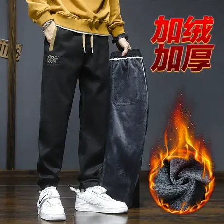 加棉裤休闲裤运动卫裤男士秋冬季防风加肥加大码加绒裤子加厚保暖图片
