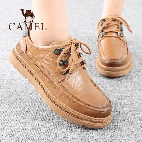 Camel/骆驼男鞋秋冬季款系带平底青年牛皮潮流低帮单男士休闲鞋子商品大图