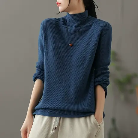 dza 纯色高领针织衫女士毛衣秋冬新款洋气内搭打底衫宽松显瘦上衣图片