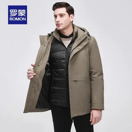 【可拆卸内胆】罗蒙旗舰店羽绒服男士中长款新款冬季休闲抗寒外套图片