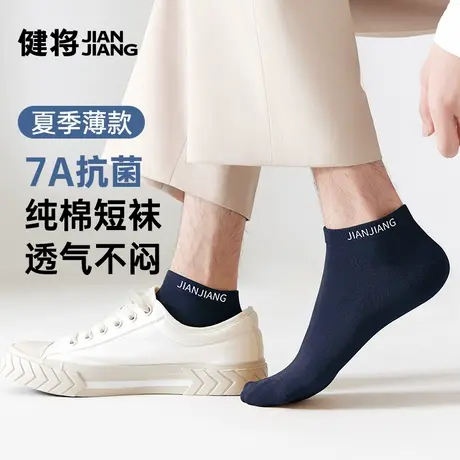 健将袜子男夏薄款短袜纯棉男士袜子透气男款无骨棉袜7A抑菌防臭脚商品大图