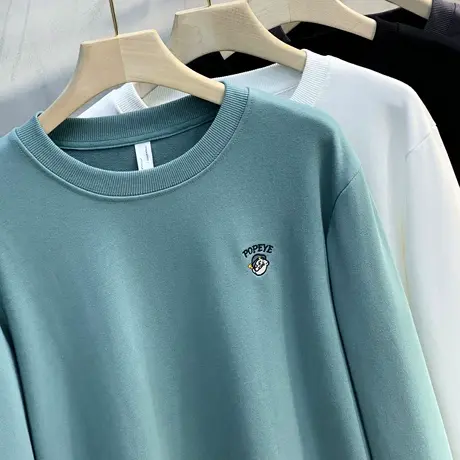 男士圆领卫衣潮牌ins刺绣潮流上衣服男装长袖t恤男春秋季2023新款商品大图