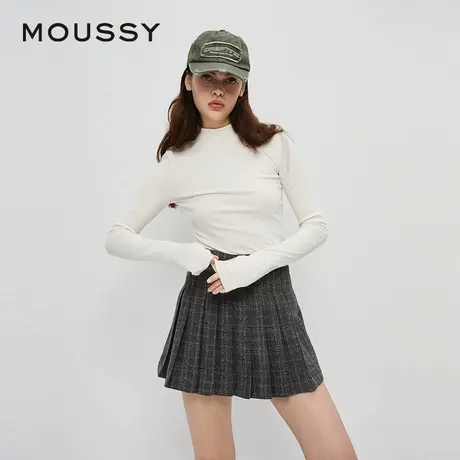 MOUSSY春季新品纯色百搭半高领打底修身毛针织衫女010HA780-3511商品大图