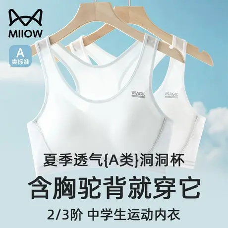 猫人少女内衣学生初中生高中二阶段发育期青少年运动防震背心文胸商品大图