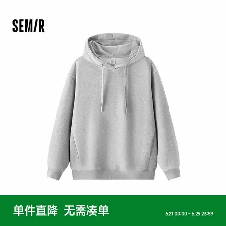 [商场同款]森马卫衣女抓绒发热抗菌2024冬季新款宽松纯色连帽衣服图片