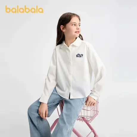 巴拉巴拉balaone女童衬衫儿童长袖2025新款秋上衣磨毛格子外套潮图片