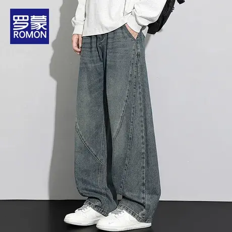 罗蒙美式弯刀牛仔裤男款2025秋季新款复古潮牌宽松阔腿休闲长裤子商品大图