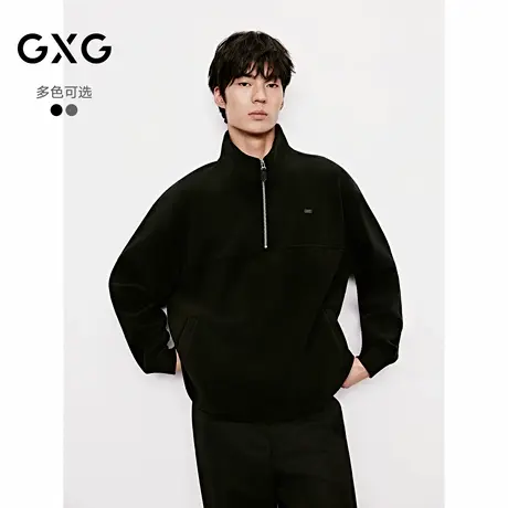 GXG男装 摇粒绒半开襟卫衣厚款上衣长袖卫衣 25冬新品商品大图